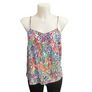 Lilly Pulitzer Purfect 100% Silk‎ Dusk Top Abstract Fish Print Women's sz XS